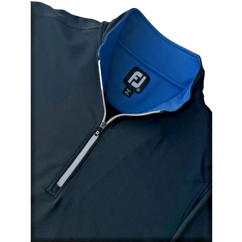 FootJoy 1/4 Zip Golf Pullover Mens Medium Long Sleeve Black Blue Performance